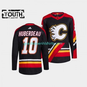Calgary Flames Jonathan Huberdeau 10 Adidas 2022-2023 Reverse Retro Zwart Authentic Shirt - Kinderen